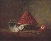 Jean Baptiste Simeon Chardin Still Life with Basket of Strawberries (mk08) Norge oil painting reproduction